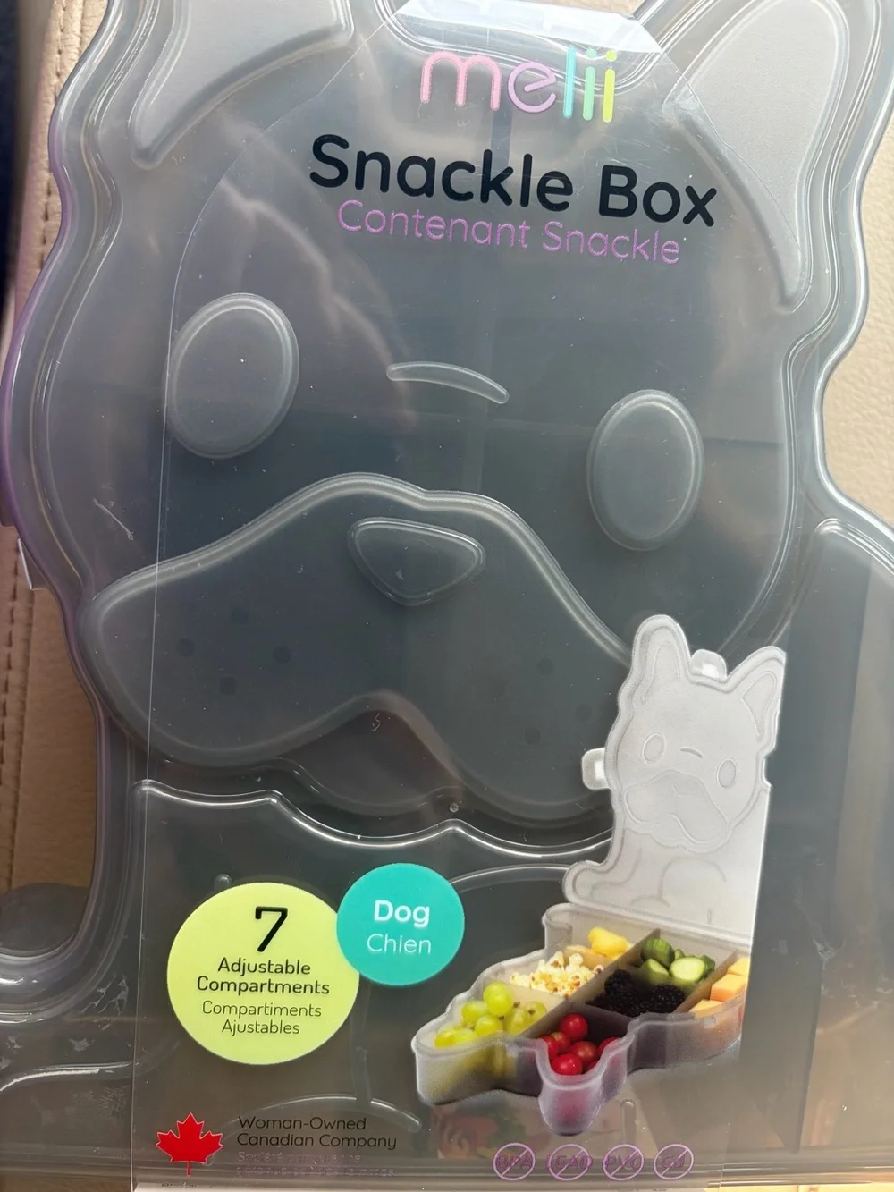 Snackle Box - Clear Gray Dog-Shaped Snack Organizer